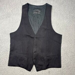 All Saints Spitalfields Mens Black Wool Blend Waistcoat Vest Size 42